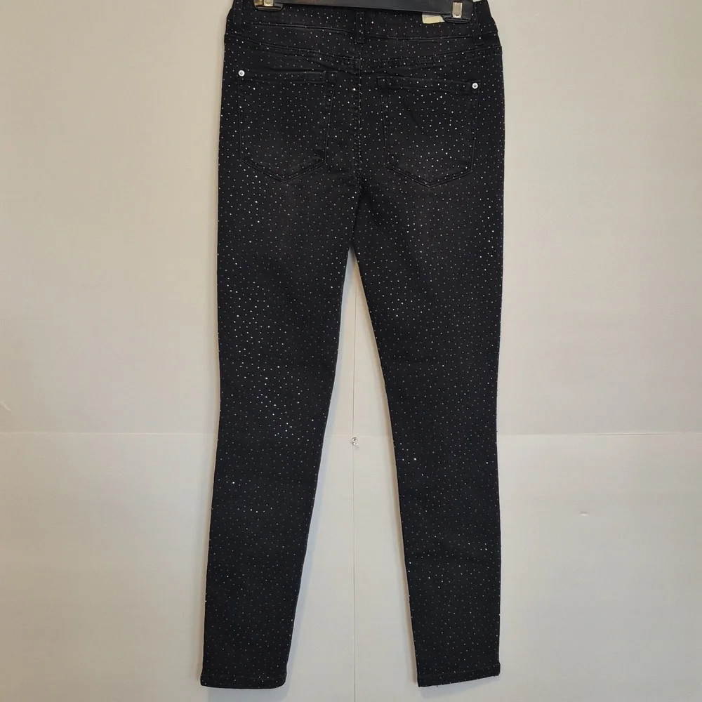 NWT BAN JARA Jr Mid Rise Black Rhinestone Jeans - 7/27" - Picture 6 of 10